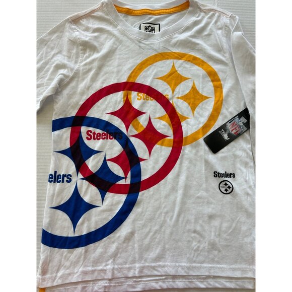 NFL Team Apparal Steelers Youth 10 12 Long Sleeve T Shirt White Cotton Top New - Picture 2 of 8